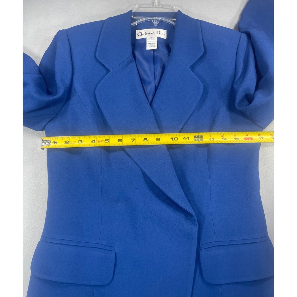 Christian Dior Vintage Royal Blue Skirt Suit Set Blazer Pencil Skirt Size 4 - Picture 4 of 14